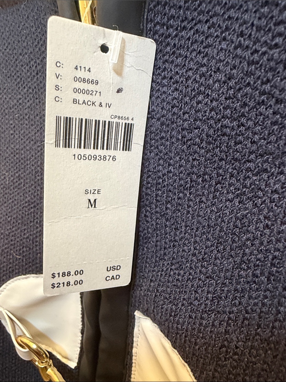 Maeve Black/Navy Knit Bomber Jacket with White Contrast Trim - Picture 4 of 5